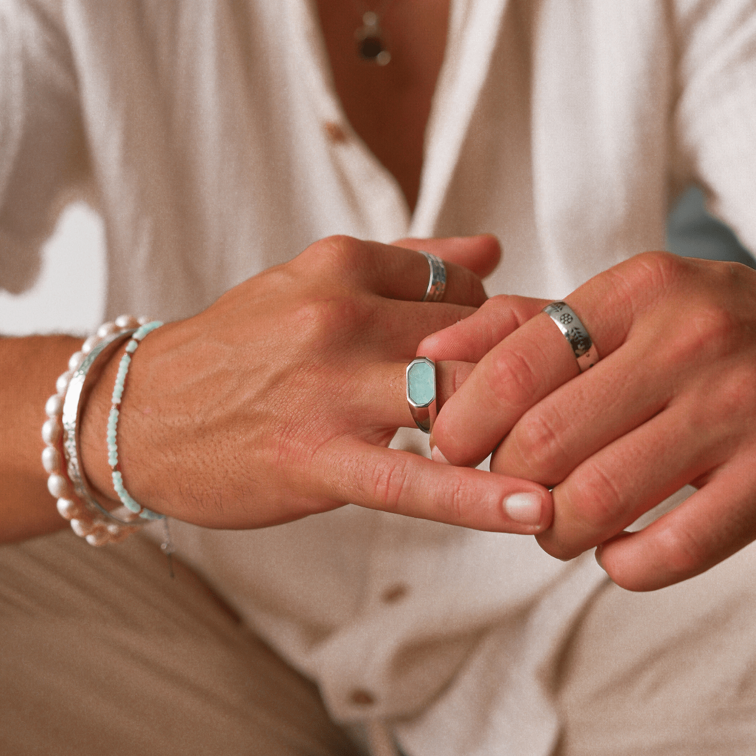 "AMAZONITE" SIGNET RING